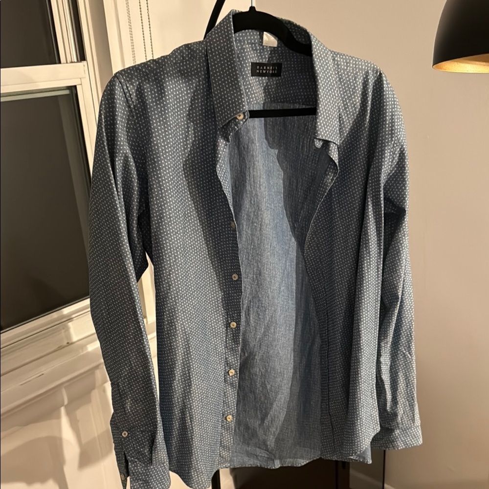 Men's Blue Heart Patterned Shirt Barney’s New York